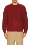 Beams Crew Cable 5g Sweater In Burgundy