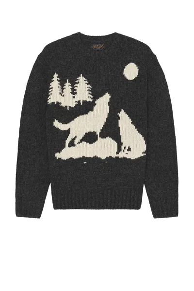 Beams Crew Intarsia 3g In Charcoal