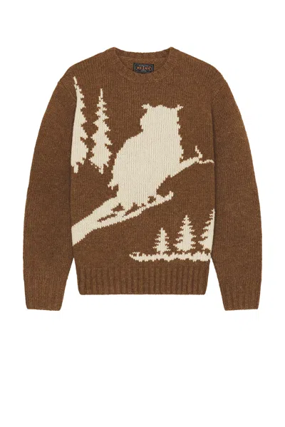 Beams Crew Intarsia 3g Sweater In Brown