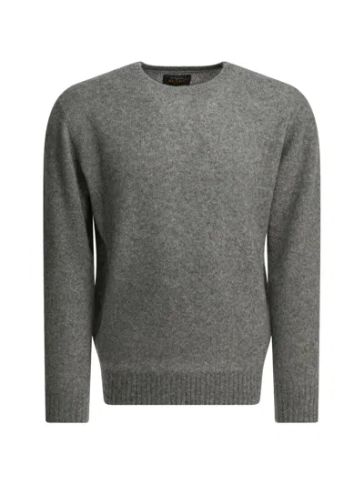 Beams Crew Neck Knitwear Soft Texture Long Sleeves In Gray