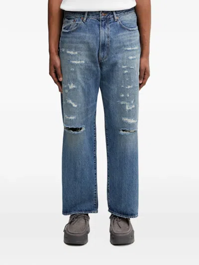 Beams Distressed-effect Jeans In Blue