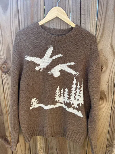 Pre-owned Beams + Duck Themed Crewneck Sweater Size Large In Brown