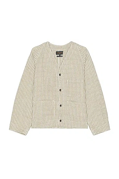 Beams Engineer Jacket Linen Hickory Stripe In Natural