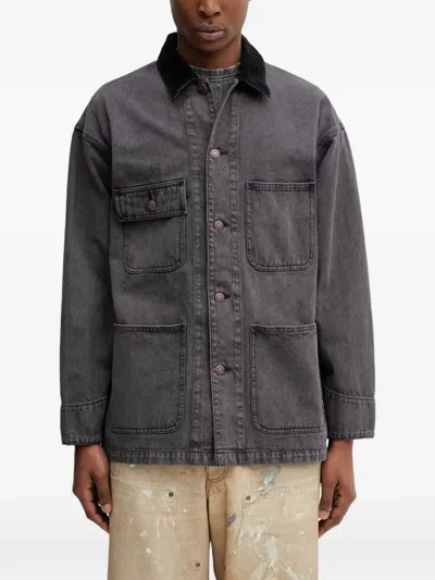 Beams Faded Corduroy-collar Jacket In Black