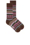 Beams Fair Isle Socks In Brown Base