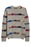 Beams Fair Isle Stripe Jacquard Wool Blend Sweater In Gray