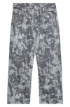 Beams Foil Paint Print Herringbone Painter Pants In Gray
