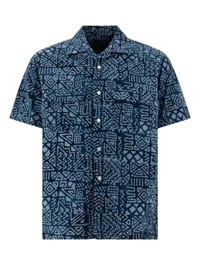 Beams Blue Batik Print Shirt In Multi