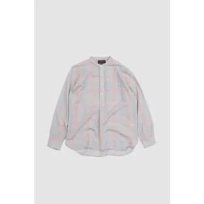 Beams Giza Cotton Double Gauze Band Pullover Shirt Sax In Pink