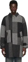 Beams Gray Bal Collar Patchwork Coat In Grey P/w15