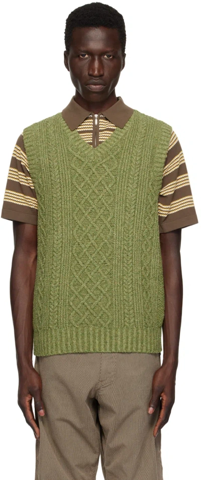 Beams Green Aran Vest In Green65