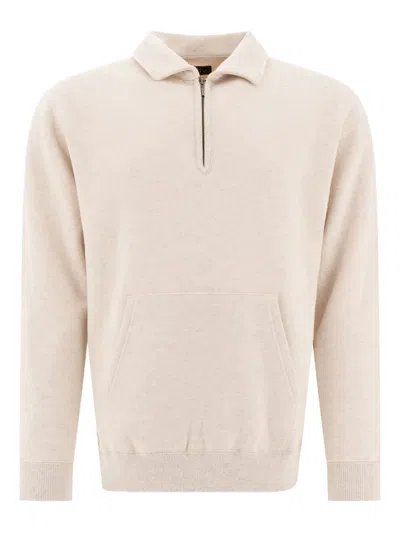 Beams Plus Half Zipper Sweatshirt In Neutral