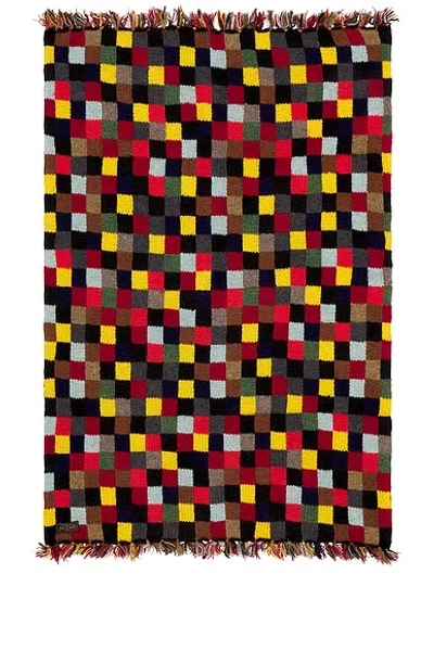 Beams Hand Knit 2 Layer Patchwork Scarf In Snow