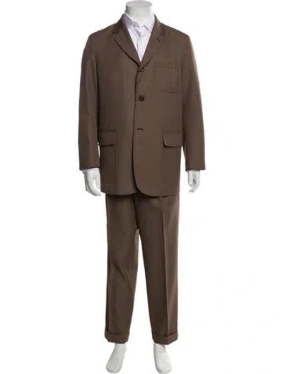 Pre-owned Beams Houndstooth Print Two-piece Suit In Brown
