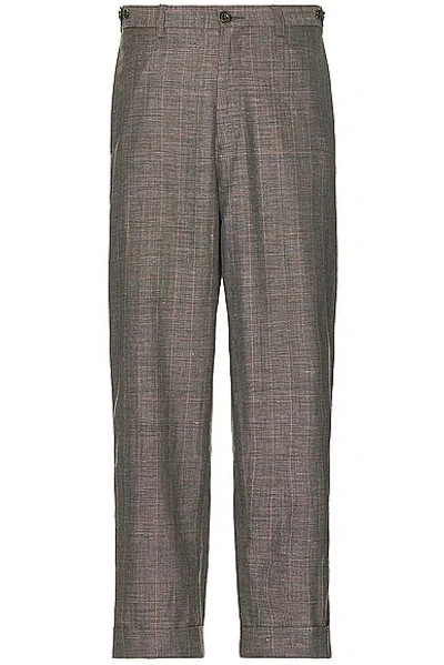 Beams Ivy Trousers Wide Linen Plaid In Brown