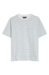 Beams Jacquard Stripe Pocket T-shirt In White