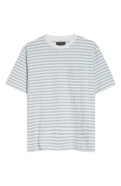 Beams Jacquard Stripe Pocket T-shirt In White