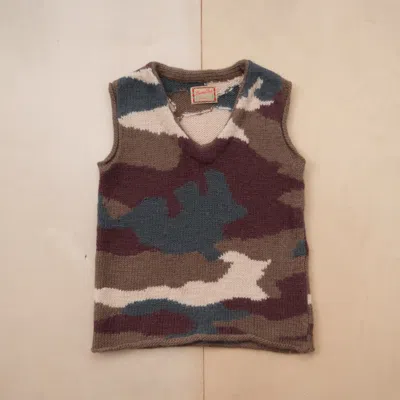 Pre-owned Beams Japan 1980s Beams "camo" Intarsia Mohair Knitted Vest In Multi