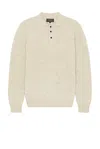 Beams Knit Polo 9g Sweater In Beige
