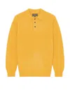 Beams Knit Polo 9g Sweater In Gold