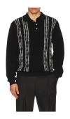 Beams Knit Polo Born Stripe 14g In Black
