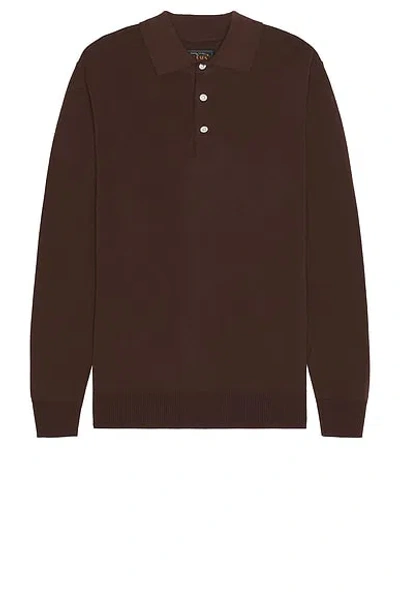 Beams Knit Polo In Brown