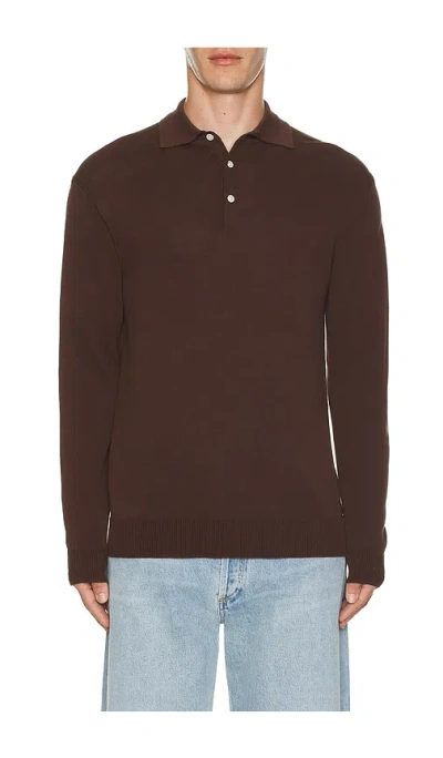 Beams Knit Polo In Brown
