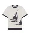 Beams Knit Tee Box Jacquard In White