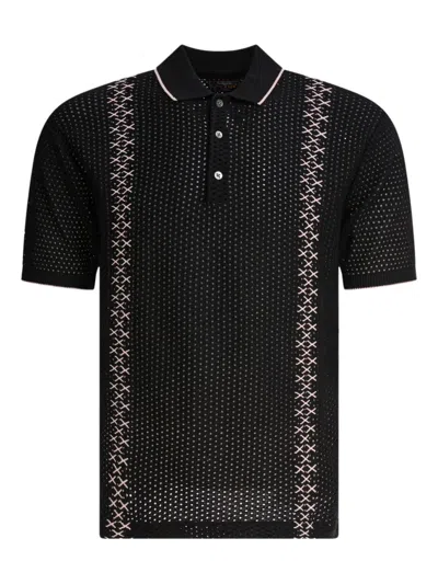 Beams Plus Perforated Polo Shirt In Black