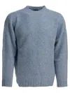 Beams Soft Texture Crew Neck Knitwear With Ribbed Cuffs In Gray
