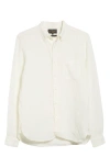Beams Linen Chambray Button-down Shirt In White