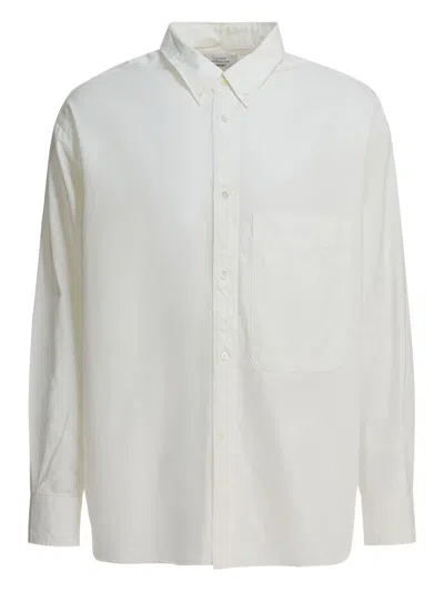Beams Long Sleeve Shirt Featuring Button-down Collar In White