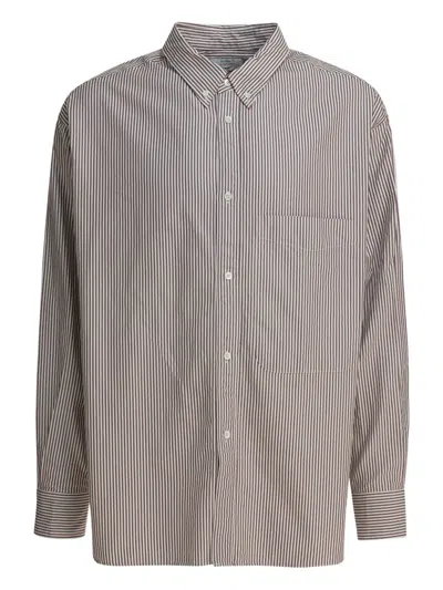 Beams Long Sleeve Shirt With Button-down Collar And Pocket In Burgundy