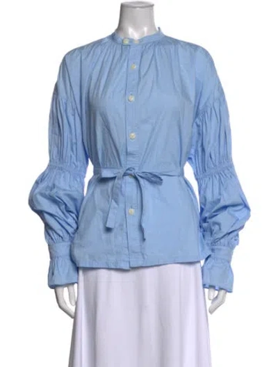 Pre-owned Beams Long Sleeve Blouse In Blue