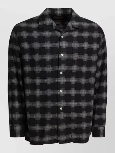 Beams Long Sleeve Checked Shirt Chest Pockets In Black