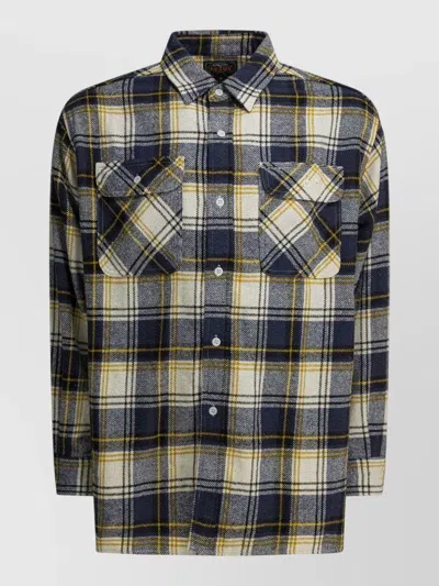 Beams Long Sleeve Shirt Button Down Collar In Blue