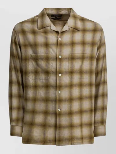 Beams Long Sleeve Shirts Chest Pockets Cuffs In Brown