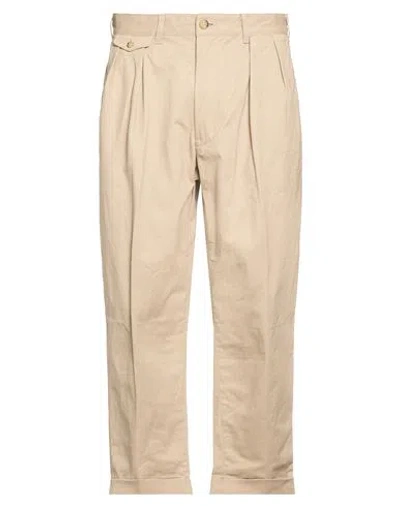 Beams Man Pants Khaki Size L Cotton, Polyurethane In Beige