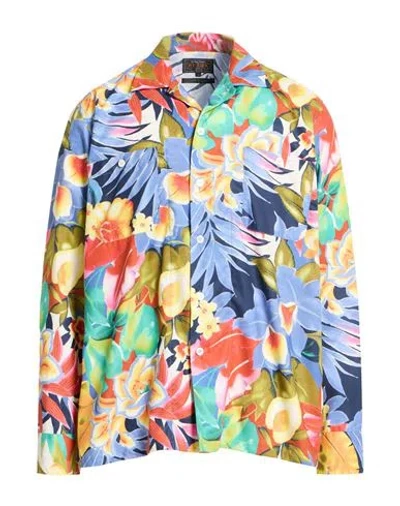 Beams Man Shirt Navy Size L Polyester In Multi