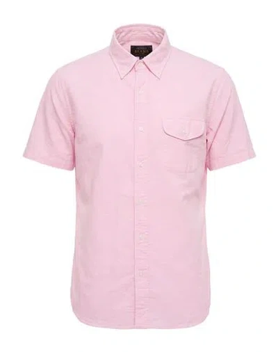Beams Man Shirt Pink Size S Cotton