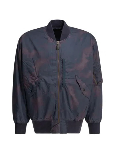 Beams Mil Flight Tie-dye Zip-up Bomber Jacket In Blue
