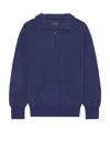 Beams Mil Half Zip Fleece In Blue