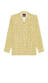 Beams Mil Open Collar Derby Tattersall In Yellow