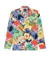 Beams Mil Open Collar Tropical Pattern Print In Multi