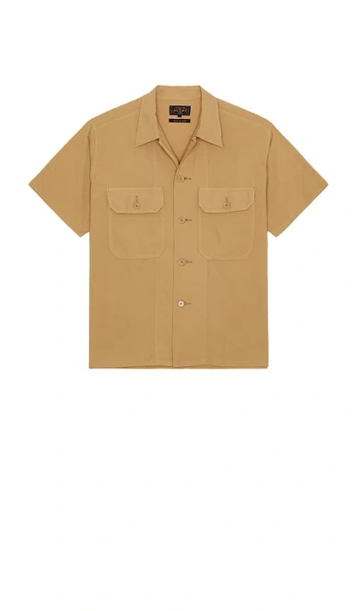 Beams Mil Sht Shirt Textured Ripstop In Brown
