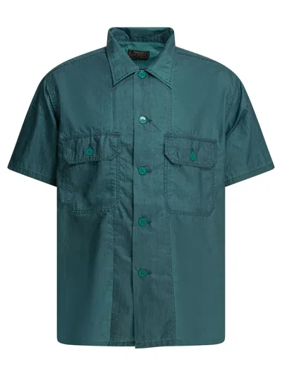 Beams Short-sleeve Button-up Shirt In Green