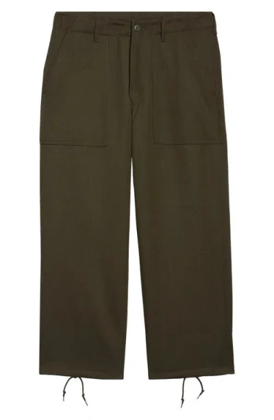 Beams Mil Utility Drawstring Waist Wool Trousers In Green