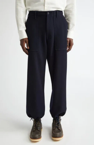 Beams Mil Utility Wool Serge Trousers In Navy 79