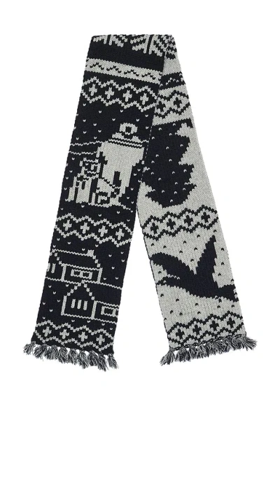 Beams Muffler Jacquard Nordic Pattern Scarf In Blue