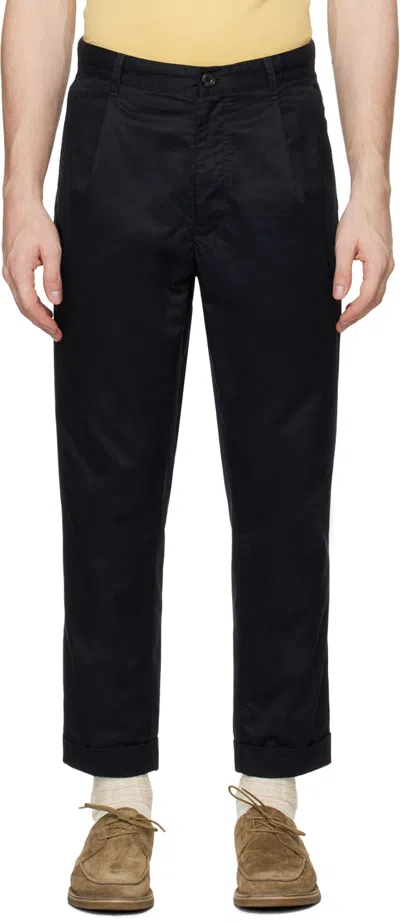 Beams Navy 1 Pleat 80/3 Trousers In Navy79